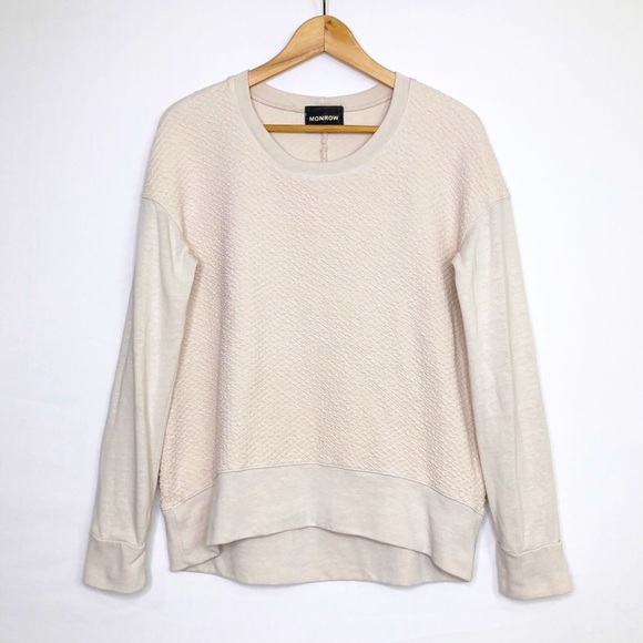 Monrow beige, textured sweatshirt - Picture 1 of 11